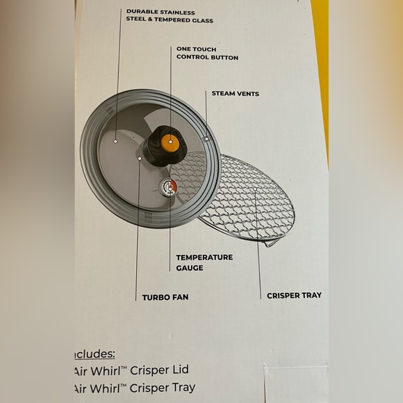 Air Whirl crisper Air Fryer Lid . tempered glass/stainless steel. - Picture 7 of 15